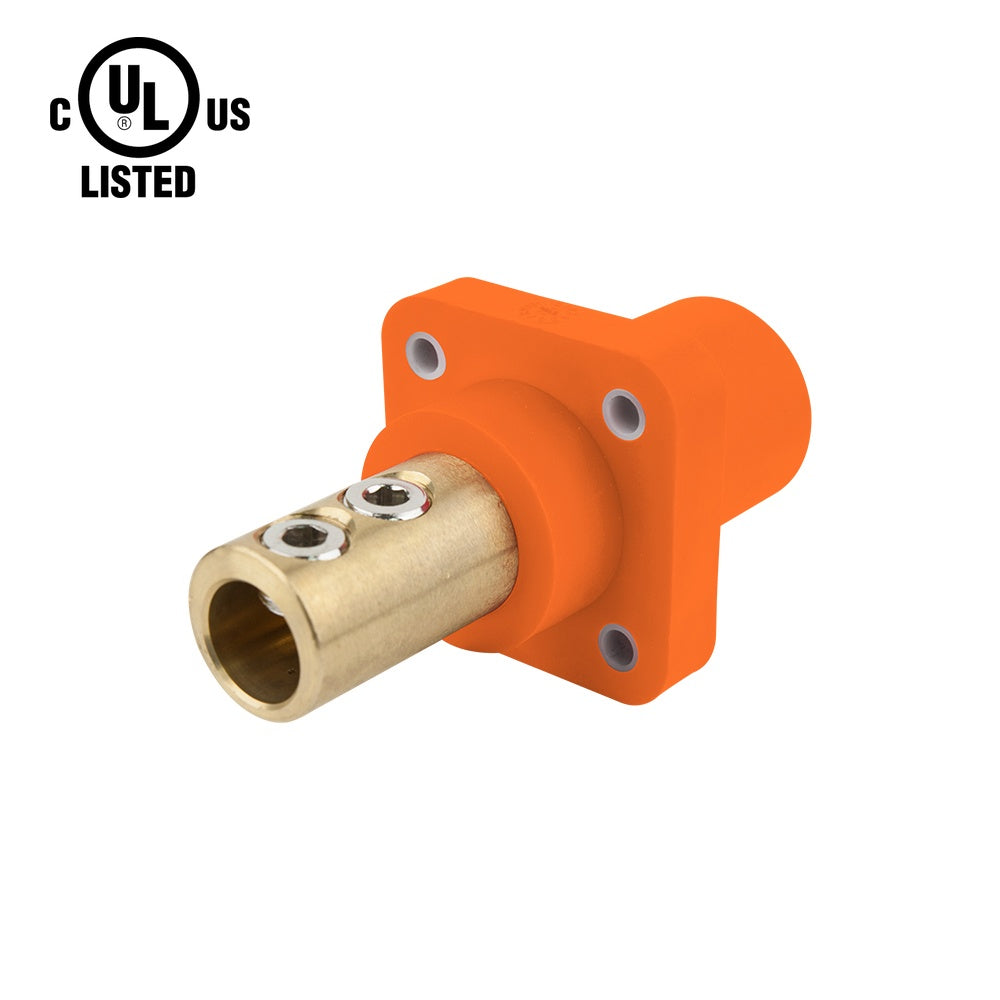 KL-400SSMO - K-LOK 400A Male CAM-Type Panel Mount Receptacle, Double Set Screw, Orange