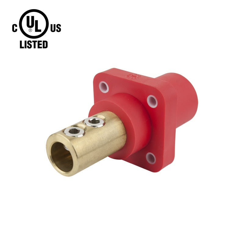 KL-400SSMR - K-LOK 400A Male CAM-Type Panel Mount Receptacle, Double Set Screw, Red