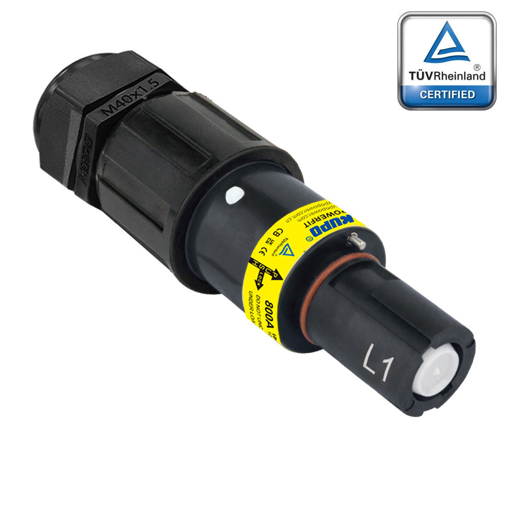 PFLD-1BK-C300-400-M40-M50 - PowerFit 800A Line Drain, L1 (Line 1) Black
