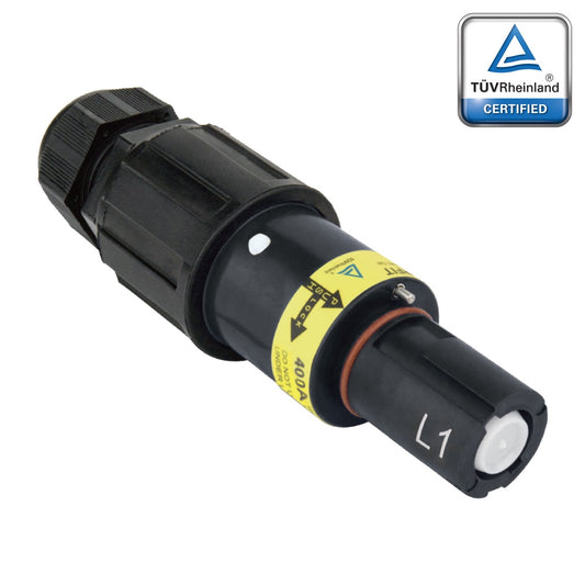 PFLD-1BK-S120M40A - PowerFit 400A Drain Line Connector, Black (L1)