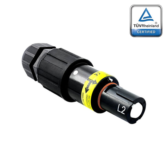 PFLD-2BK-S120M40A - PowerFit 400A Drain Line Connector, Black (L2)