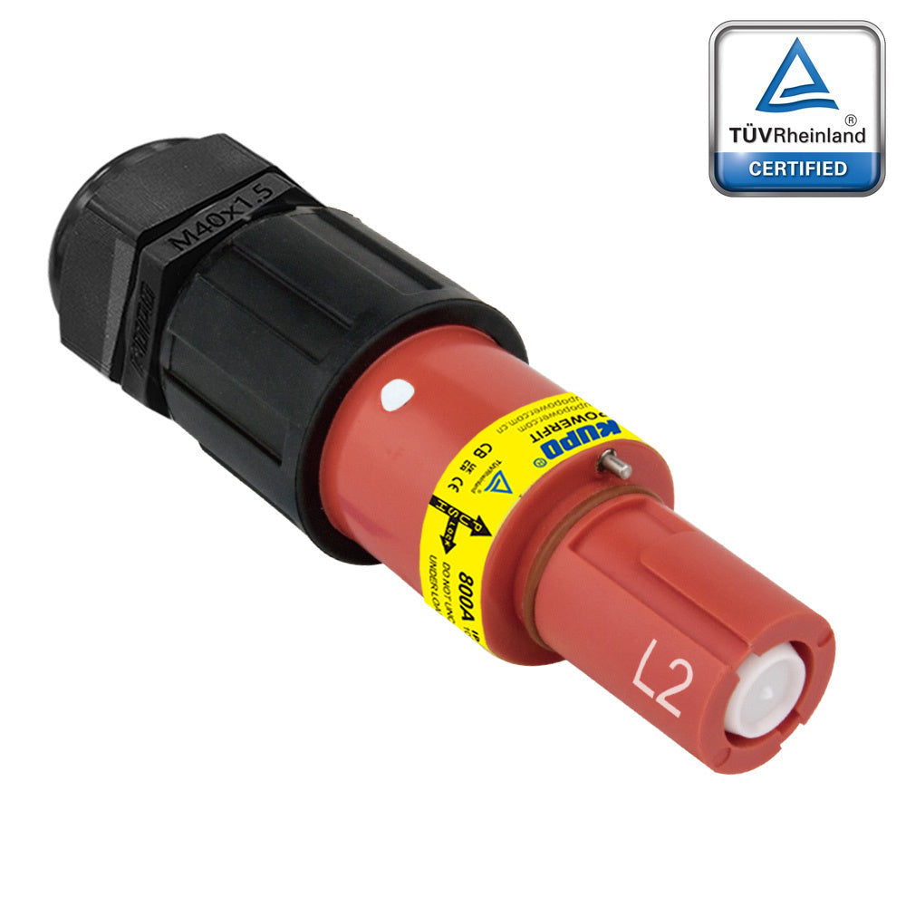 PFLD-2R-C300-400-M40-M50 - PowerFit 800A Line Drain, L2 (Line 2) Red