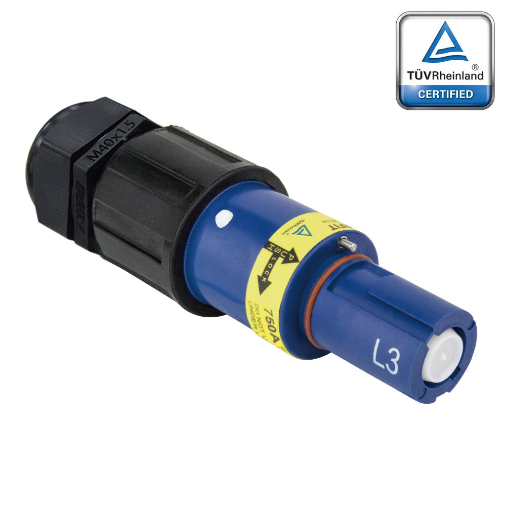 PFLD-3BL-C300M40 - PowerFit 750A Drain Line Connector, Blue (L3)