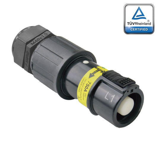 PFLS-1BK-C300M40 - PowerFit 750A Source Line Connector, Black (L1)