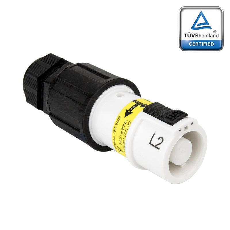PFLS-2W-S120M40A - PowerFit 400A Source Line Connector, White (L2)