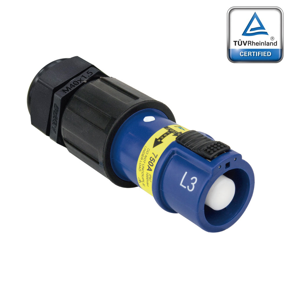 PFLS-3BL-C300M40 - PowerFit 750A Source Line Connector, Blue (L3)