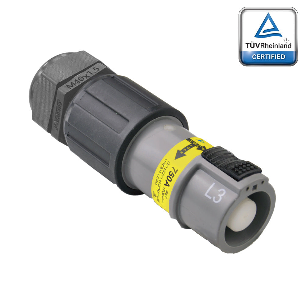 PFLS-3GY-C300M40 - PowerFit 750A Source Line Connector, Gray (L3)