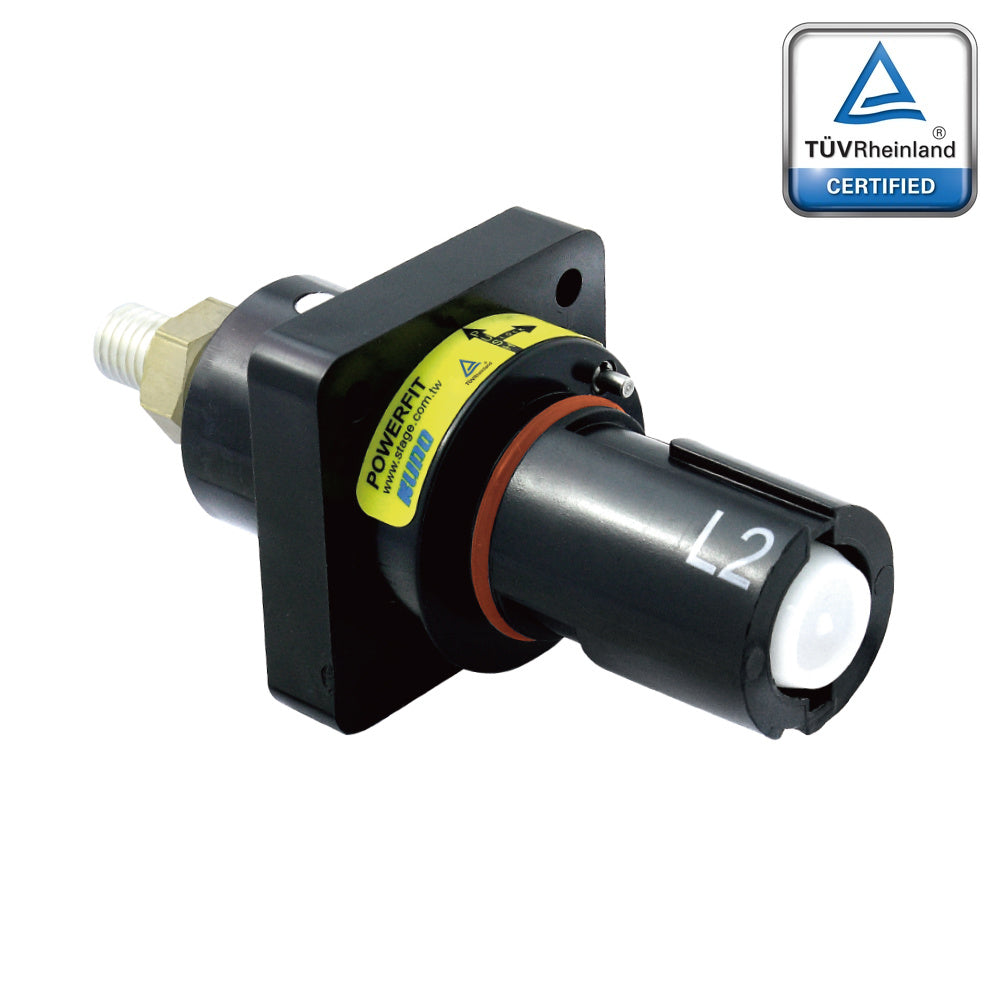 PFPD-2BK-T7 - PowerFit 750A Drain Panel Connector, Black (L2)