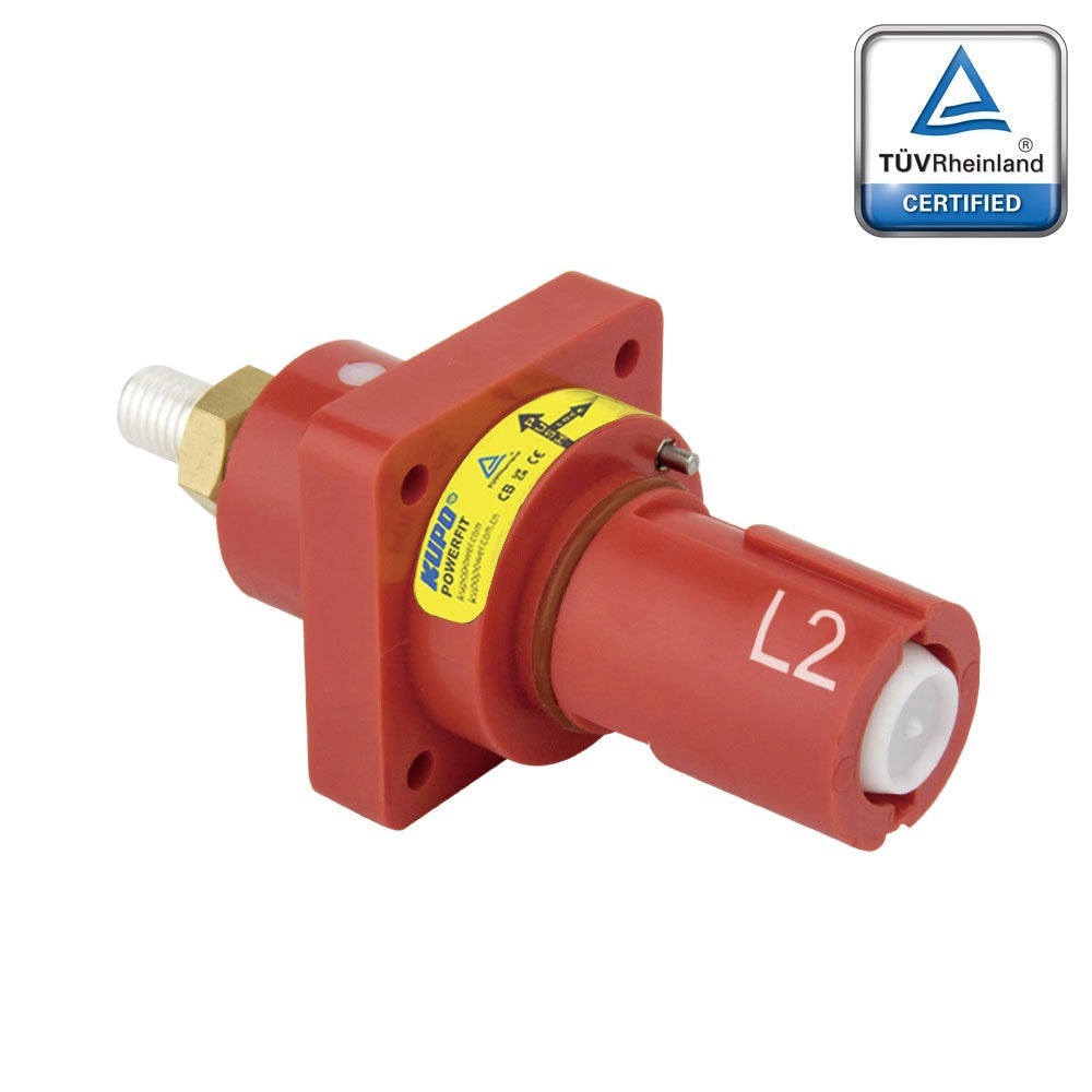 PFPD-2R-T5 - PowerFit 500A Drain Panel Connector, Red (L2)