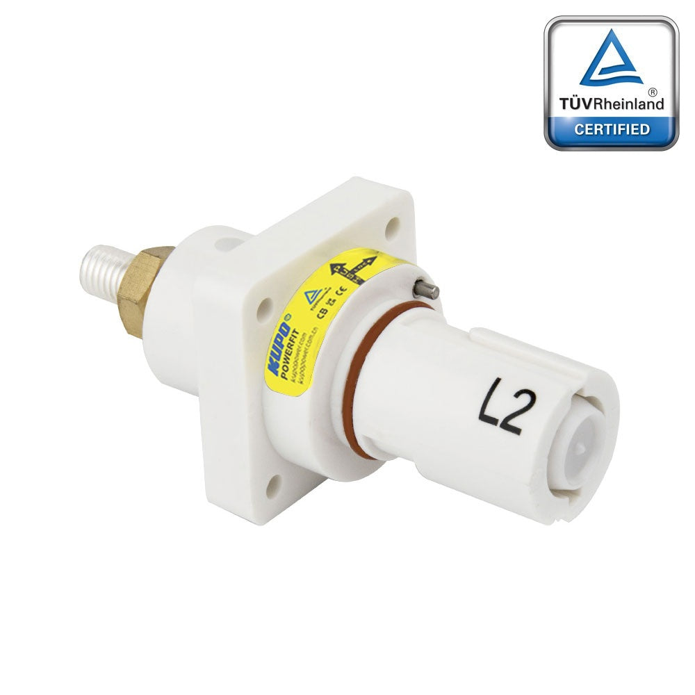 PFPD-2W-T5 - PowerFit 500A Drain Panel Connector, White (L2)