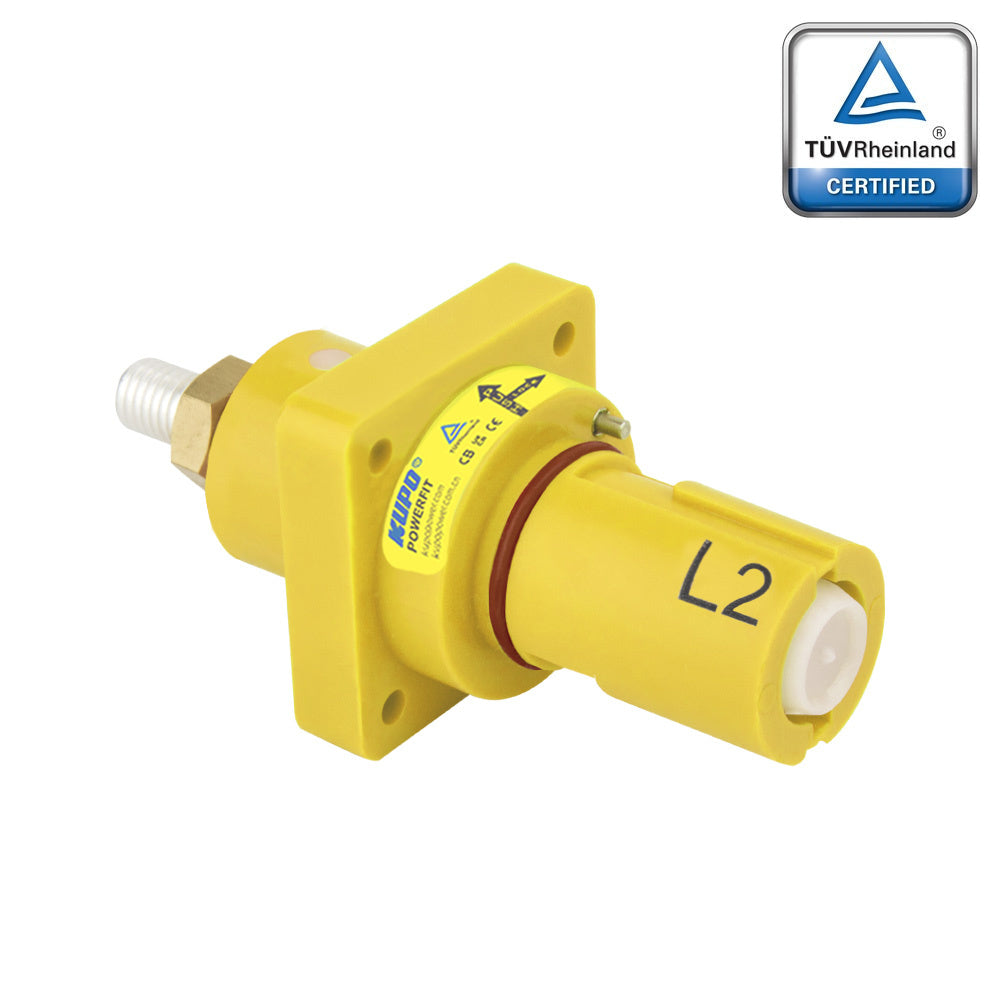 PFPD-2Y-T8 - PowerFit 800A Panel Drain, L2 (Line 2) Yellow